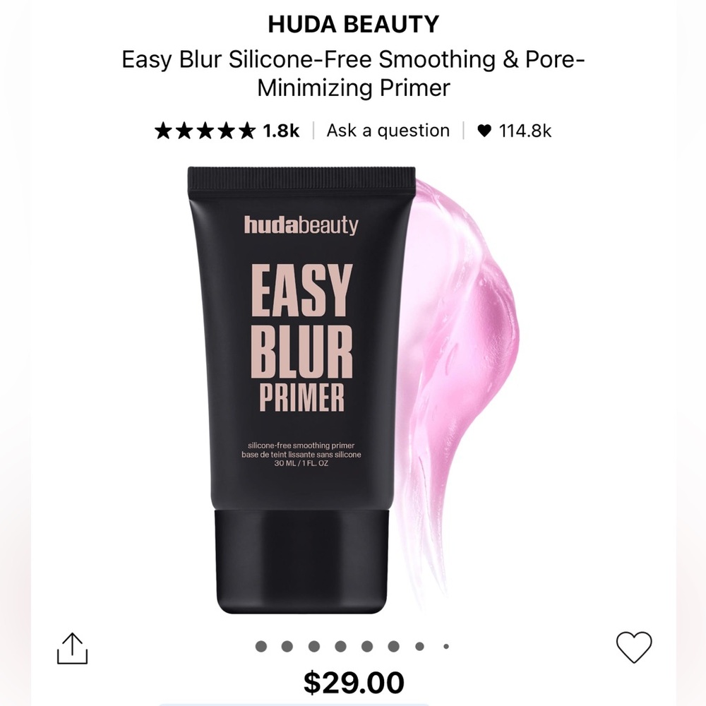 HUDA BEAUTY Easy Blur Primer with Black and Pink Design